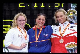 LEN European LC Championship 1997200 Fly, WomenMichelle Smith, ESP, 2ndMaria Pelaez, Esp, 1stMette Jacobsen, DEN, 3rd