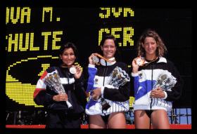 LEN European LC Championship1997100 Free, WomenMartina Moravcova, SVK,Sandra Volker, GERAntje Buschschulte, GER