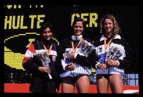LEN European LC Championship 1997100 Free, WomenMartina Moravcova, SVK,Sandra Volker, GERAntje Buschschulte, GER