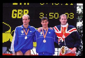 LEN European LC Championship 1997400 Free, MenMassimillano, Rosolino, ITA, 2ndEmiliano Brembilla, ITA, 1stPaul Palmer, GBR, 3rd