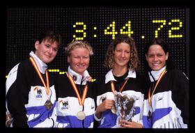 LEN European LC Championship 19974x100 Free, WomenGermany, GER, 1st