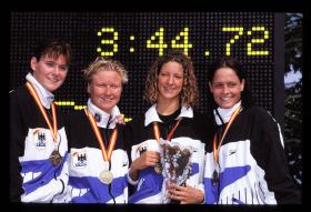 LEN European LC Championship 19974x100 Free, WomenGermany, GER, 1st